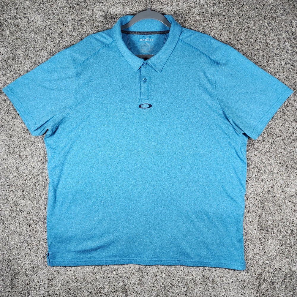 Oakley Polo Shirt Mens XXL Blue Tailored Fit Hydrolix Wicking Excellent